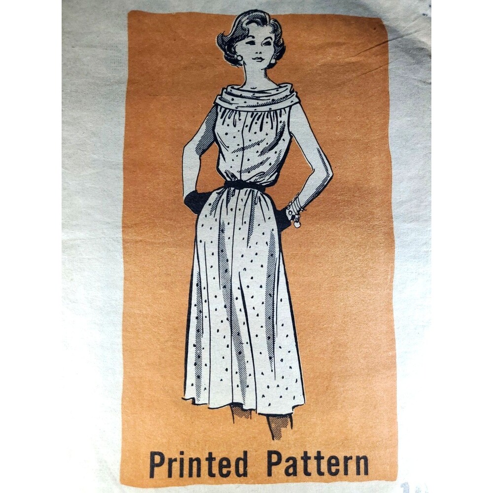 Vintage 1950s Marian Martin Dress Sewing Pattern 9007 Misses Size 10 Cowl Neck